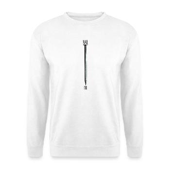 nail me - nagle mich - lusig und zweideutig - Unisex Pullover - Weiß - Vorne - Alina (178cm) & Michal (187cm)