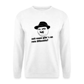 Seit wann gibt's an roten Slivovitz? Quasi - Unisex Pullover - Weiß - Vorne - Alina (178cm) & Michal (187cm)