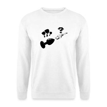plug and play - PC-Stecker Computer Nerd - Unisex Pullover - Weiß - Vorne - Alina (178cm) & Michal (187cm)