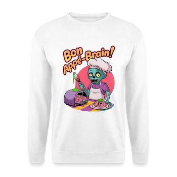 Guten Appé-hirn! - Unisex Pullover - Weiß - Vorne - Alina (178cm) & Michal (187cm)