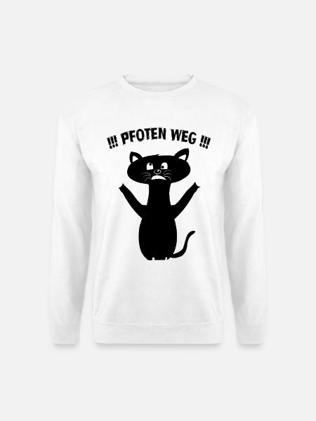 Pfoten Weg! – Schwarze Katze Statement - Unisex Pullover - Weiß