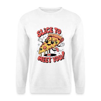 Slice, um Sie zu treffen! - Unisex Pullover - Weiß - Vorne - Alina (178cm) & Michal (187cm)