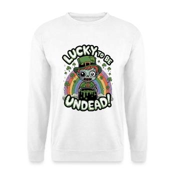 Glück, Untote zu sein! - Unisex Pullover - Weiß - Vorne - Alina (178cm) & Michal (187cm)