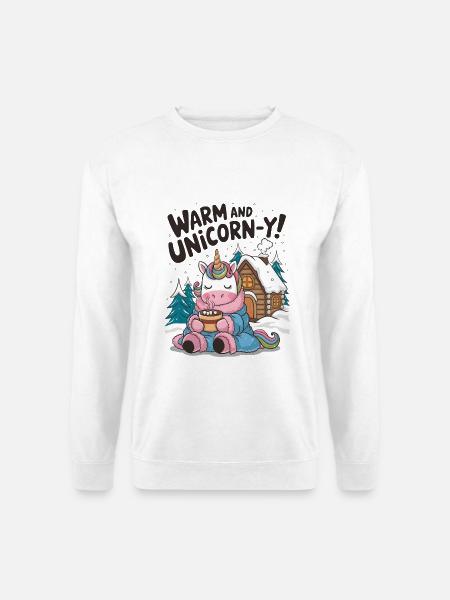 Warm And Unicorn-y! - Unisex Sweatshirt - white