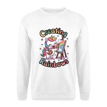 Erstellen von Regenbögen - Unisex Pullover - Weiß - Vorne - Alina (178cm) & Michal (187cm)