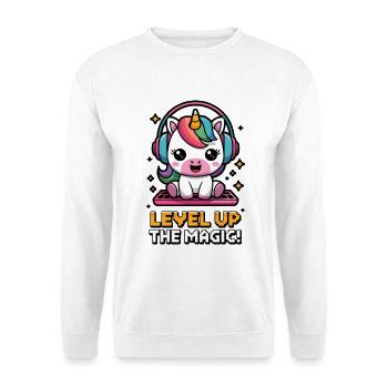 Steigere die Magie! - Unisex Pullover - Weiß - Vorne - Alina (178cm) & Michal (187cm)