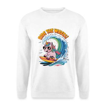Reiten Sie auf den Wellen! - Unisex Pullover - Weiß - Vorne - Alina (178cm) & Michal (187cm)