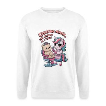 Magie kreieren, ein Haarschnitt nach dem anderen! - Unisex Pullover - Weiß - Vorne - Alina (178cm) & Michal (187cm)