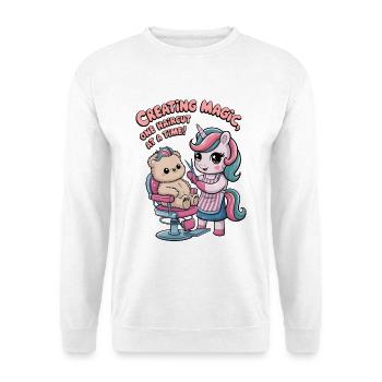 Magie kreieren, ein Haarschnitt nach dem anderen! - Unisex Pullover - Weiß - Vorne - Alina (178cm) & Michal (187cm)