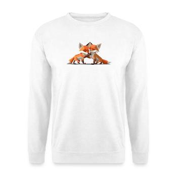 Low-poly Fox Cubs - Unisex Pullover - Weiß - Vorne - Alina (178cm) & Michal (187cm)