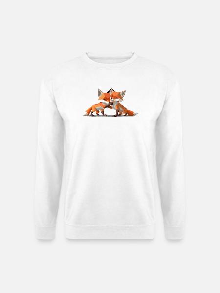 Low-poly Fox Cubs - Unisex Pullover - Weiß