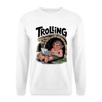 Schleppangeln - Unisex Pullover - Weiß - Vorne - Alina (178cm) & Michal (187cm)