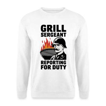 Grill Sergeant meldet sich zum Dienst - Unisex Pullover - Weiß - Vorne - Alina (178cm) & Michal (187cm)