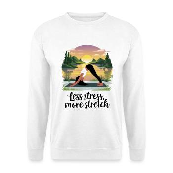 Weniger Stress, mehr Dehnung - Unisex Pullover - Weiß - Vorne - Alina (178cm) & Michal (187cm)