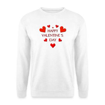 Valentinstag Herzen rot Valentin - Unisex Pullover - Weiß - Vorne - Alina (178cm) & Michal (187cm)