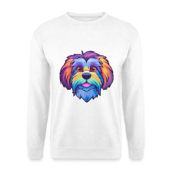 Lowchen Kleiner Löwe Hunderasse Cartoon Kawaii Illus - Unisex Pullover - Weiß - Vorne - Alina (178cm) & Michal (187cm)