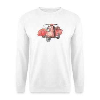 Vintage Roller mit Beiwagen - Unisex Pullover - Weiß - Vorne - Alina (178cm) & Michal (187cm)