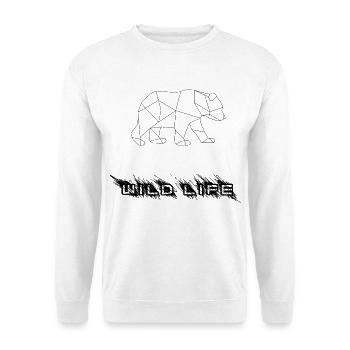 Geometrischer Bär - Unisex Pullover - Weiß - Vorne - Alina (178cm) & Michal (187cm)