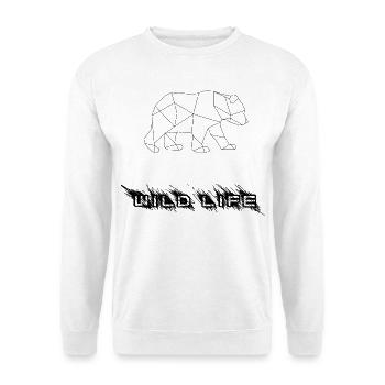 Geometrischer Bär - Unisex Pullover - Weiß - Vorne - Alina (178cm) & Michal (187cm)