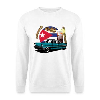 Kuba Zigarre Auto Rum Libre Havanna Souvenir retro - Unisex Pullover - Weiß - Vorne - Alina (178cm) & Michal (187cm)