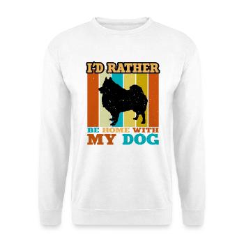 Deutscher Spitz Hund Liebhaber Silhouette Vintage Sonnenuntergang - Unisex Pullover - Weiß - Vorne - Alina (178cm) & Michal (187cm)