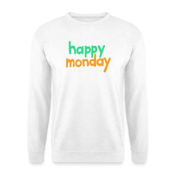 happy monday - Unisex Pullover - Weiß - Vorne - Alina (178cm) & Michal (187cm)