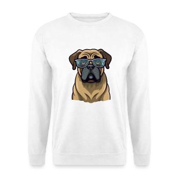 Englische Dogge Hunderasse Aquarell Cartoon Kawai - Unisex Pullover - Weiß - Vorne - Alina (178cm) & Michal (187cm)