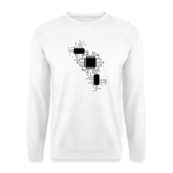 elektriker Elektrik Elektronik Beruf Spannung CPU - Unisex Pullover - Weiß - Vorne - Alina (178cm) & Michal (187cm)