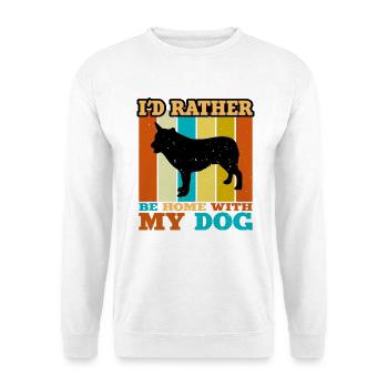 Australian Cattle Dog Liebe Silhouette Retro Sonnenuntergang - Unisex Pullover - Weiß - Vorne - Alina (178cm) & Michal (187cm)
