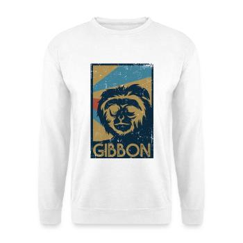 Flinker Gibbon Dschungelbewohner - Unisex Pullover - Weiß - Vorne - Alina (178cm) & Michal (187cm)