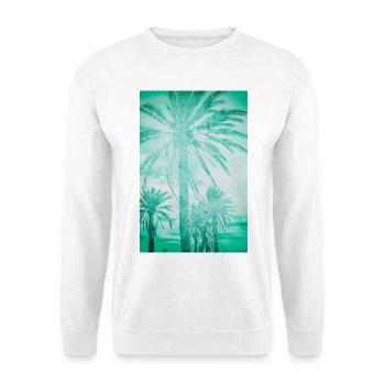 Mintteal Palmenpanorama - Unisex Pullover - Weiß - Vorne - Alina (178cm) & Michal (187cm)