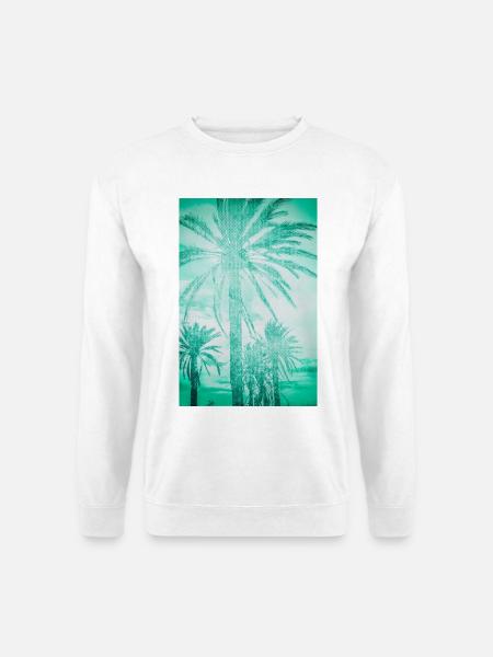 Mintteal Palmenpanorama - Unisex Pullover - Weiß