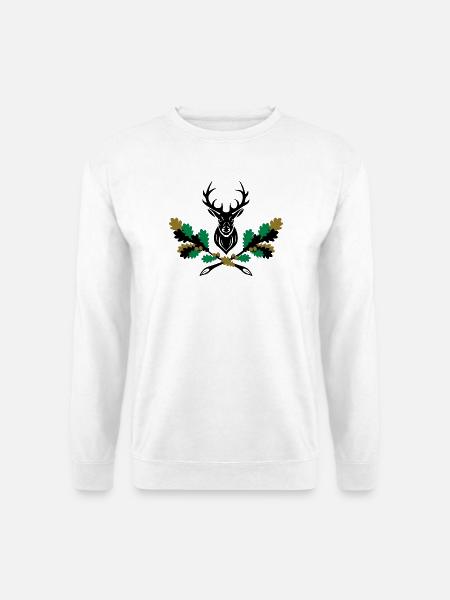Hirsch Geweih Eiche Logo 3farbig - Unisex Pullover - Weiß