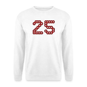 JAHRESTAG. ALLES GUTE ZUM GEBURTSTAG. ALLES GUTE ZUM GEBURTSTAG. - Unisex Pullover - Weiß - Vorne - Alina (178cm) & Michal (187cm)
