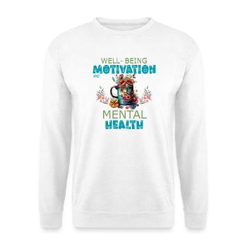 Wohlbefinden, Motivation und psychische Gesundheit - Unisex Pullover - Weiß - Vorne - Alina (178cm) & Michal (187cm)