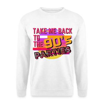 Bring mich zurück zu den Partys der 90er - Unisex Pullover - Weiß - Vorne - Alina (178cm) & Michal (187cm)
