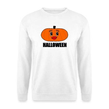 HALLOWEEN. KÜRBIS. HALLOWEEN-KÜRBIS - Unisex Pullover - Weiß - Vorne - Alina (178cm) & Michal (187cm)
