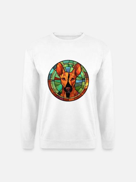 Podenco Ibicenco Hunderasse Buntes Glas Bunt - Unisex Pullover - Weiß