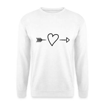 Herz Pfeil Ornament - Unisex Pullover - Weiß - Vorne - Alina (178cm) & Michal (187cm)