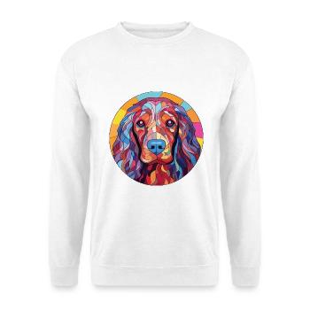 Friesische Wasserhundrasse Aquarell-Illustration - Unisex Pullover - Weiß - Vorne - Alina (178cm) & Michal (187cm)
