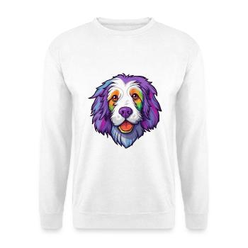Cumberland Schäferhund Hunderasse Cartoon Kawaii Illus - Unisex Pullover - Weiß - Vorne - Alina (178cm) & Michal (187cm)