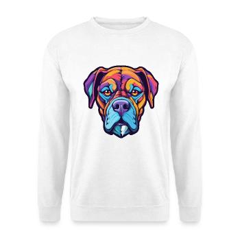 Deutsche Boxerhunderasse Karikatur Kawaii Illustration - Unisex Pullover - Weiß - Vorne - Alina (178cm) & Michal (187cm)