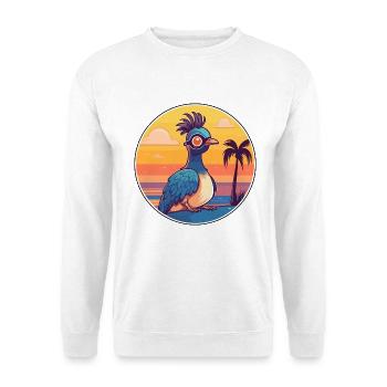 Pfau Niedliche Lustige Karikatur Kawaii Buch Strand - Unisex Pullover - Weiß - Vorne - Alina (178cm) & Michal (187cm)