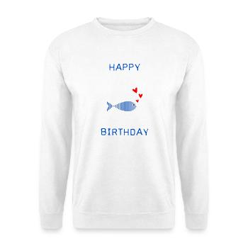 ALLES GUTE ZUM GEBURTSTAG. JAHRESTAG. - Unisex Pullover - Weiß - Vorne - Alina (178cm) & Michal (187cm)