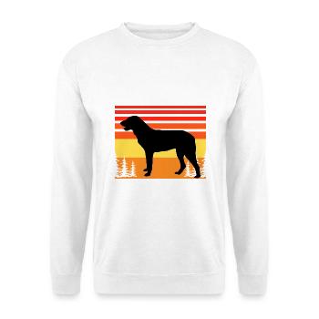 Cao De Castro Laboreiro Hund Silhouette Retro Sonne - Unisex Pullover - Weiß - Vorne - Alina (178cm) & Michal (187cm)