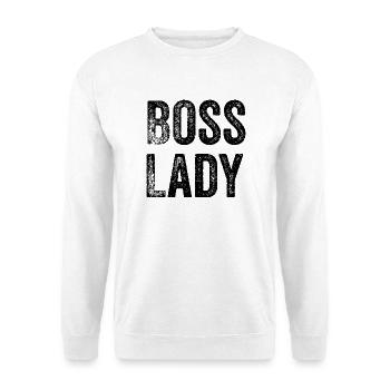 lustiger Chef-Spruch - Unisex Pullover - Weiß - Vorne - Alina (178cm) & Michal (187cm)