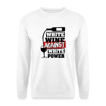 White Wine against - Unisex Pullover - Weiß - Vorne - Alina (178cm) & Michal (187cm)