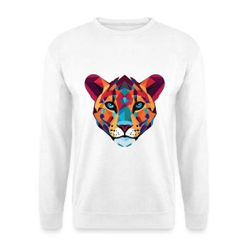 Gepard bunte Aquarell-Tier-Illustration - Unisex Pullover - Weiß - Vorne - Alina (178cm) & Michal (187cm)