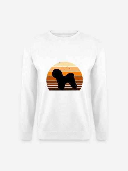Bichon Frise Hundeliebhaber Silhouette Vintage Sonnenuntergang - Unisex Pullover - Weiß