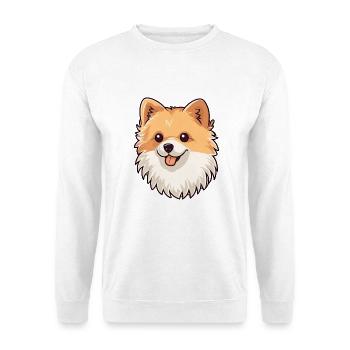 Pommersche Deutsche Spitz Hunderasse Karikatur Kawaii I - Unisex Pullover - Weiß - Vorne - Alina (178cm) & Michal (187cm)
